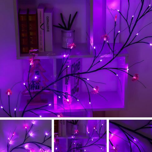 Halloween Spider Bat Shaped Light Atmosphere Decorative Light Rattan Light LED Simulated Tree - Purple in Saudi Arabia