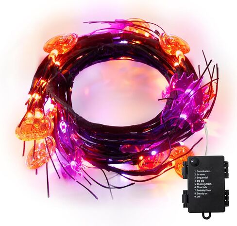 ضوء ديكور للهالوين على شكل خفاش عنكبوت للهالوين، ضوء راتان، شجرة محاكاة LED - أرجواني in Kuwait