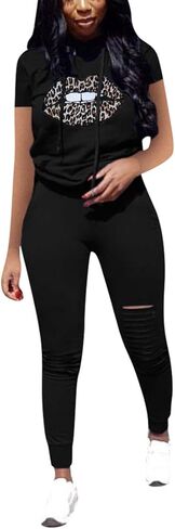 Nimsruc قطعتين ملابس للنساء الصيف ملابس نسائية غير رسمية مجموعات عداء ببطء مجموعة بدل رياضية ضيقة رياضية أسود XXL in Kuwait