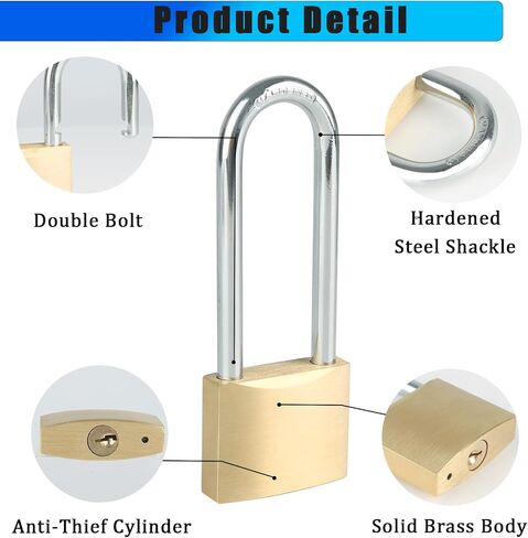 Solid Brass Padlock with 3 Keys, 1-1/2"(38mm) Wide Lock Body Locker Lock, Keyed Padlock for Sheds, Storage Unit, School Gym Locker, Fence, Toolbox, Gate, Warehouse in Saudi Arabia
