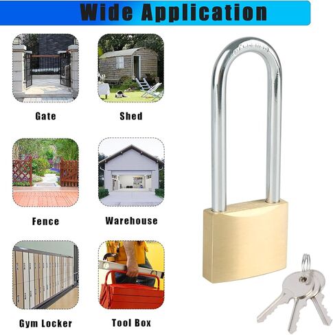 Solid Brass Padlock with 3 Keys, 1-1/2"(38mm) Wide Lock Body Locker Lock, Keyed Padlock for Sheds, Storage Unit, School Gym Locker, Fence, Toolbox, Gate, Warehouse in Saudi Arabia
