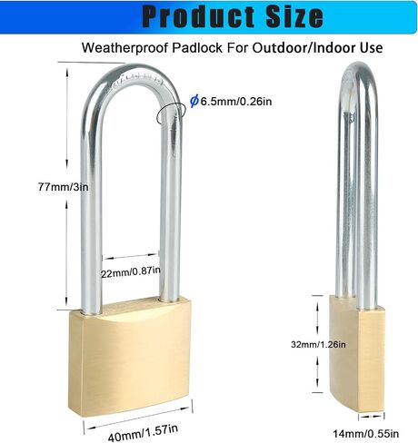 Solid Brass Padlock with 3 Keys, 1-1/2"(38mm) Wide Lock Body Locker Lock, Keyed Padlock for Sheds, Storage Unit, School Gym Locker, Fence, Toolbox, Gate, Warehouse in Saudi Arabia