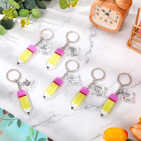 12 Pcs Back to School Teacher Gifts Teacher Pencil Keychains Acrylic Teacher Key Chains with Pencil Charms and Puzzle Teacher Appreciation Gifts for First Day of School Colleague Retirement in Saudi Arabia