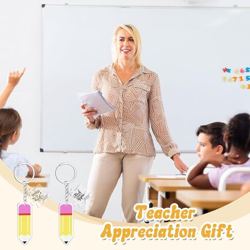 12 Pcs Back to School Teacher Gifts Teacher Pencil Keychains Acrylic Teacher Key Chains with Pencil Charms and Puzzle Teacher Appreciation Gifts for First Day of School Colleague Retirement in Saudi Arabia