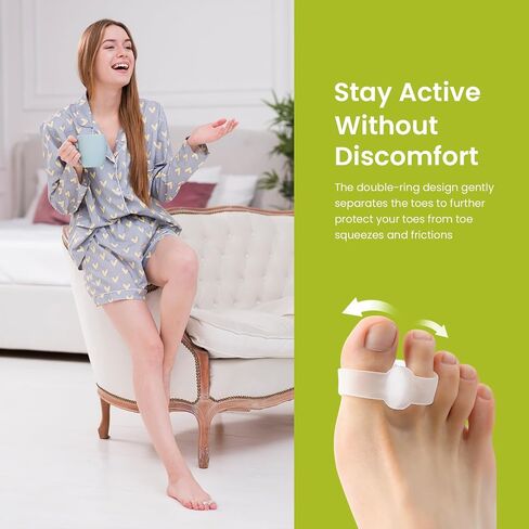 Toe Separators Bunion Corrector - 8 Pack Big Toe Spacers with 2 Loops, Suitable for Bunion and Overlapping Toes, Reduce Foot Pain(White) in Saudi Arabia