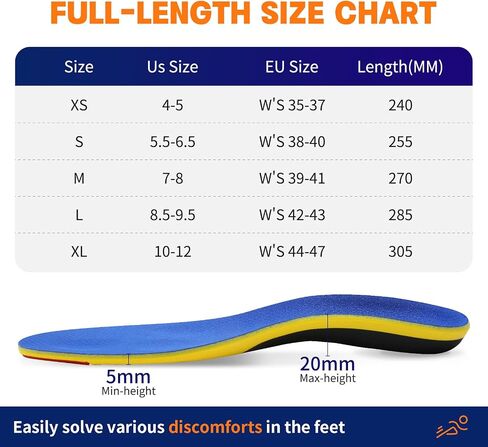 Plantar Fasciitis high Arch Support Insoles for Men and Women Pain Relief Correction Insoles to Relieve Flat feet, Foot Pain Suitable for Long-Term Standing and Exercise (S（men6-7.5）（women7-8.5）) in Saudi Arabia