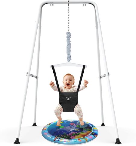 G TALECO GEAR Baby Jumper مع حامل، كرسي هزاز للأطفال، سهل الإعداد، تمرين الأطفال للأطفال النشيطين، مناسب للاستخدام الداخلي والخارجي، وردي in Kuwait