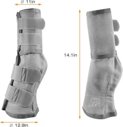 Asooll Gray Horse Fly Boots مجموعة من 4، أحذية Fly Boots حماية طماق الحصان تقلل من الدوس، والإجهاد الحافر، وتعب الساق، ودعم التدريب على التحمل والأداء in Kuwait