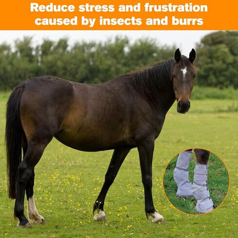 Asooll Gray Horse Fly Boots مجموعة من 4، أحذية Fly Boots حماية طماق الحصان تقلل من الدوس، والإجهاد الحافر، وتعب الساق، ودعم التدريب على التحمل والأداء in Kuwait