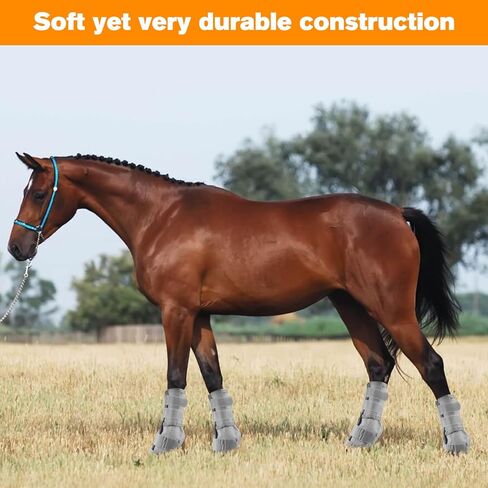 Asooll Gray Horse Fly Boots مجموعة من 4، أحذية Fly Boots حماية طماق الحصان تقلل من الدوس، والإجهاد الحافر، وتعب الساق، ودعم التدريب على التحمل والأداء in Kuwait