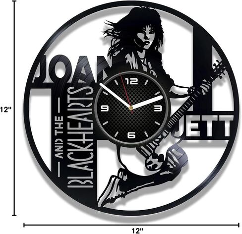 Kovides Vinyl Record Wall Clock Compatible with Joan Jett Themed I Hate Myself for Loving You Wall Decor Gift for Boy in Saudi Arabia