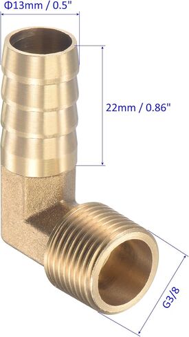2 Pack Brass Hose Barb Fittings - 90 Degree Elbow 10mm Brass Pipe Connector with Hose Clamps Apply to Water(G1/4 Male Thread) in Saudi Arabia