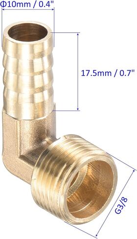 2 Pack Brass Hose Barb Fittings - 90 Degree Elbow 10mm Brass Pipe Connector with Hose Clamps Apply to Water(G1/4 Male Thread) in Saudi Arabia