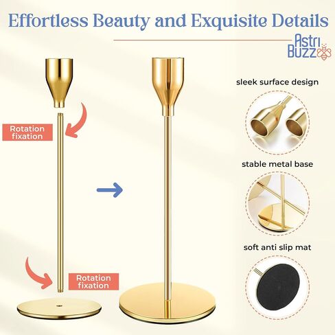 Gold Candle Holders Set of 3, Includes a Candle Snuffer, Gold Candlestick Holder Gold Candlesticks Candle Stick Candle Holder Candlestick Holders Taper Candle Holders in Saudi Arabia