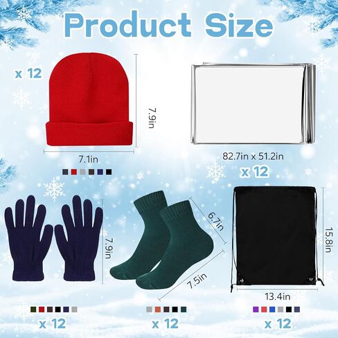 60 Pcs Homeless Care Package Supplies Winter Beanie Gloves Sock Drawstring Bags Emergency Blankets for Men Women in Saudi Arabia