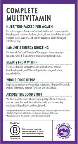 فيتامينات متعددة للنساء من نيو تشابتر، كل امرأة، مخمرة بالبروبيوتيك + حديد + فيتامين د3 + فيتامينات ب + مكونات عضوية غير معدلة وراثيًا - 48 قيراط in Kuwait