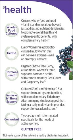 فيتامينات متعددة للنساء من نيو تشابتر، كل امرأة، مخمرة بالبروبيوتيك + حديد + فيتامين د3 + فيتامينات ب + مكونات عضوية غير معدلة وراثيًا - 48 قيراط in Kuwait