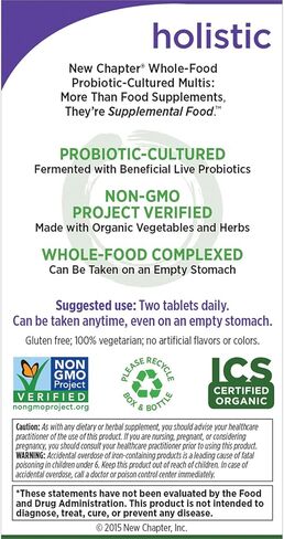 فيتامينات متعددة للنساء من نيو تشابتر، كل امرأة، مخمرة بالبروبيوتيك + حديد + فيتامين د3 + فيتامينات ب + مكونات عضوية غير معدلة وراثيًا - 48 قيراط in Kuwait