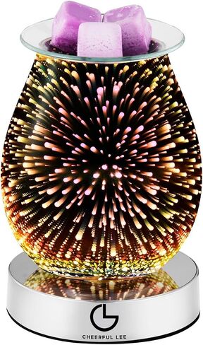 Generic Cheerful LEE Electric Wax Melt Warmer Wax Burner Melter Fragrance Warmer with （3D Fireworks ） for Home Office Nursery, Silver, HLBULB-021 in Saudi Arabia