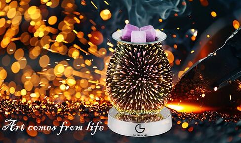 Generic Cheerful LEE Electric Wax Melt Warmer Wax Burner Melter Fragrance Warmer with （3D Fireworks ） for Home Office Nursery, Silver, HLBULB-021 in Saudi Arabia