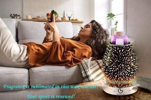 Generic Cheerful LEE Electric Wax Melt Warmer Wax Burner Melter Fragrance Warmer with （3D Fireworks ） for Home Office Nursery, Silver, HLBULB-021 in Saudi Arabia