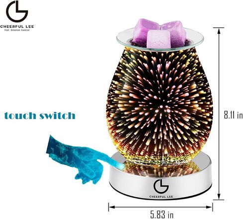 Generic Cheerful LEE Electric Wax Melt Warmer Wax Burner Melter Fragrance Warmer with （3D Fireworks ） for Home Office Nursery, Silver, HLBULB-021 in Saudi Arabia