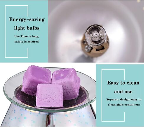 Generic Cheerful LEE Electric Wax Melt Warmer Wax Burner Melter Fragrance Warmer with （3D Fireworks ） for Home Office Nursery, Silver, HLBULB-021 in Saudi Arabia