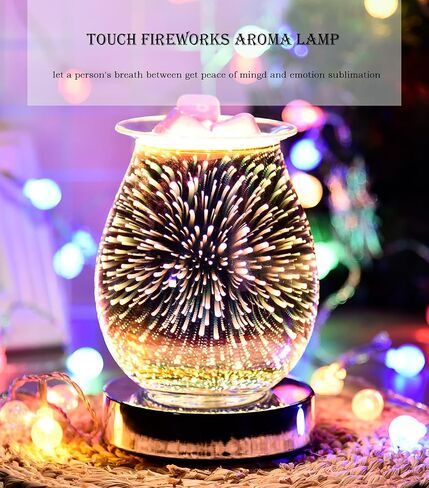 Generic Cheerful LEE Electric Wax Melt Warmer Wax Burner Melter Fragrance Warmer with （3D Fireworks ） for Home Office Nursery, Silver, HLBULB-021 in Saudi Arabia