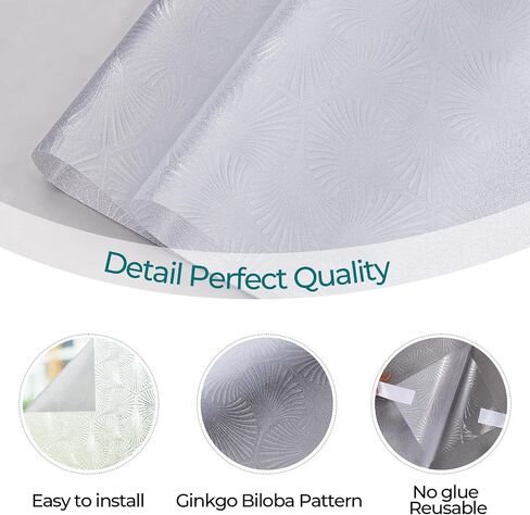 Windimiley Privacy Window Film Frosted Glass Window Cling Bathroom Peel and Stick Sun Blocking Decorative Ginkgo Opaque Door Window Tint for Home，23.6x157.5in in Saudi Arabia