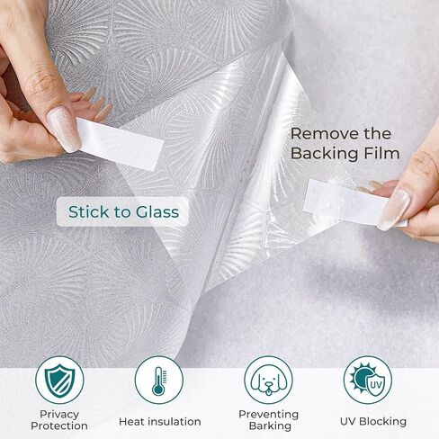 Windimiley Privacy Window Film Frosted Glass Window Cling Bathroom Peel and Stick Sun Blocking Decorative Ginkgo Opaque Door Window Tint for Home，23.6x157.5in in Saudi Arabia