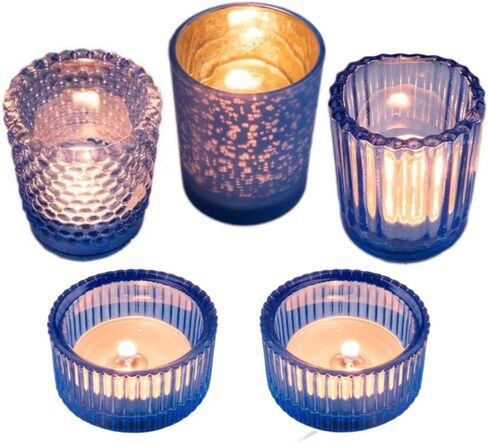 4ps 4 Colors Small Glass Candle Holder Tealight Candle Holders Vintage Candle Votive Boho Decor Modern Home Decor Winter Decorations Indoor in Saudi Arabia