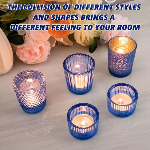 4ps 4 Colors Small Glass Candle Holder Tealight Candle Holders Vintage Candle Votive Boho Decor Modern Home Decor Winter Decorations Indoor in Saudi Arabia