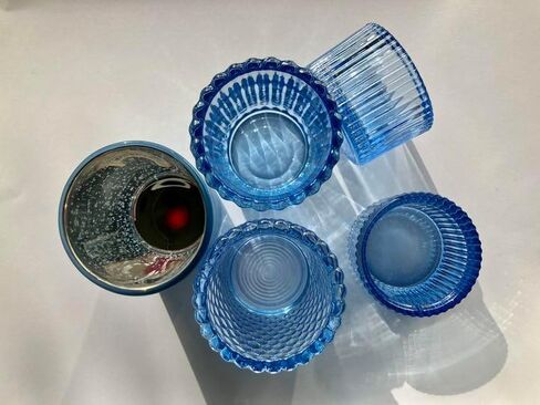 4ps 4 Colors Small Glass Candle Holder Tealight Candle Holders Vintage Candle Votive Boho Decor Modern Home Decor Winter Decorations Indoor in Saudi Arabia