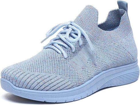 Bernal Women Sparkle Walking Tennis Shoes Casual Lace-Up Non Slip Breathable Mesh Working Sneakers Gym Workout Shoes in Kuwait