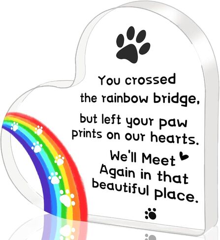 Dog Memorial Gifts for Loss of Dog Cat, Pet Memorial Gifts, Bereavement Remembrance Sympathy Gifts, Pet Condolence Keepsake, Acrylic Heart Passing Away Grave Markers Sign Plaque for Table Desk Decor in Saudi Arabia