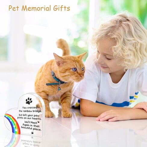 Dog Memorial Gifts for Loss of Dog Cat, Pet Memorial Gifts, Bereavement Remembrance Sympathy Gifts, Pet Condolence Keepsake, Acrylic Heart Passing Away Grave Markers Sign Plaque for Table Desk Decor in Saudi Arabia