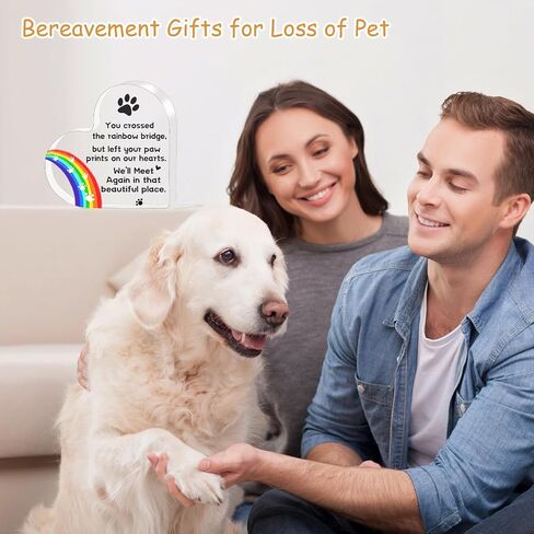 Dog Memorial Gifts for Loss of Dog Cat, Pet Memorial Gifts, Bereavement Remembrance Sympathy Gifts, Pet Condolence Keepsake, Acrylic Heart Passing Away Grave Markers Sign Plaque for Table Desk Decor in Saudi Arabia