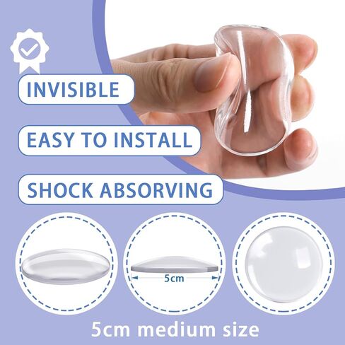 Door Knob Wall Shield.12 Pcs Self Adhesive Clear Door Knob Wall Protector,Round Soft Rubber Wall Shield Cushion,Door Stopper,Guard Door Bumper Wall Protector Silencer(Small Round 0.8" 12PCS) in Saudi Arabia