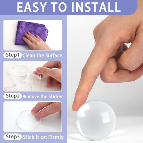 Door Knob Wall Shield.12 Pcs Self Adhesive Clear Door Knob Wall Protector,Round Soft Rubber Wall Shield Cushion,Door Stopper,Guard Door Bumper Wall Protector Silencer(Small Round 0.8" 12PCS) in Saudi Arabia