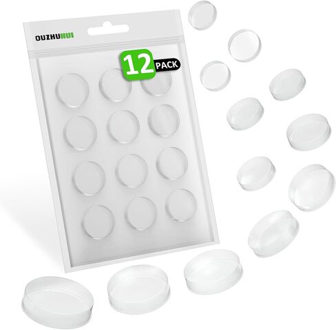 Door Knob Wall Shield.12 Pcs Self Adhesive Clear Door Knob Wall Protector,Round Soft Rubber Wall Shield Cushion,Door Stopper,Guard Door Bumper Wall Protector Silencer(Small Round 0.8" 12PCS) in Saudi Arabia