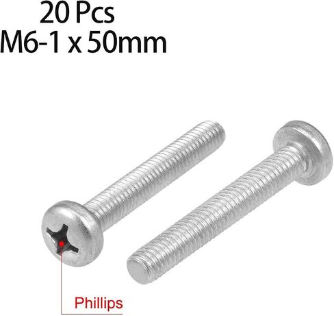 L-A M6-1x25mm 304 Stainless Steel Round Head Machine Screws Pan Phillips Cross Head Screw Fasteners Bolts (30Pcs) in Saudi Arabia