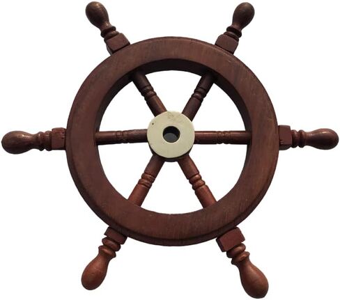 REDSKY TRADER Nautical Wooden Ship Wheel | Sailor's Ships Wheel Hand Crafted Wood & Brass | Exclusive Pirate's Wall Decor | Nautical Boat Steering Wheel Collectibles & Gift (18 inches) in Saudi Arabia