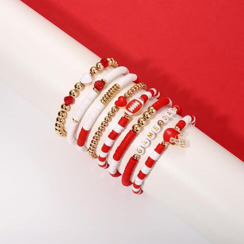 CEALXHENY Heishi Bracelets for Women Clay Beaded Stretch Bracelets Stackable Friendship Bracelet Set Summer Beach Accessories Outfits Jewelry Gifts in Saudi Arabia