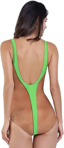 uideazone Women Funny One Piece Bathing Suit Sexy Backless Padded Swimsuit Beach Wear Chest Tan Bikini Swimwear with Removable Chest Pad in Saudi Arabia