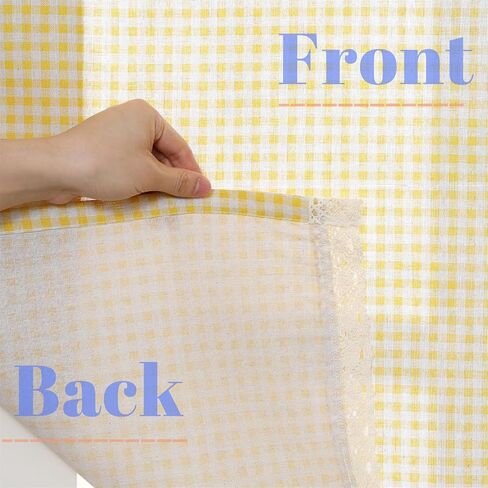 ستارة منقوشة من الكتان بطبقة مزدوجة من الدانتيل، نصف ستارة نصف شفافة للخصوصية، ستارة حمام للمطبخ، بني، قطعة واحدة 56 × 36 in Kuwait