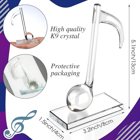 Yaomiao 5'' Crystal Eighth Note, Music Trophy Music Note Decor Musical Figurines Collectibles Glass Musical Sculpture Statue Table Centerpiece Crafts Music Gifts Souvenirs in Saudi Arabia