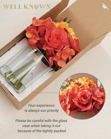 باقة الخريف المعروفة جيدًا من الزهور الصناعية في مزهرية، زهور الداليا الحريرية الحمراء مع تنسيقات قطع مركزية لديكور الخريف والزهور الاصطناعية مع مزهرية لتزيين المنزل في عيد الشكر in Kuwait