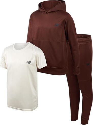 New Balance Boys Joggers Set - 3 Piece Performance Fleece Hoodie, Jogger Pants, and Graphic Tee for Toddlers and Boys (2T-12) in Saudi Arabia