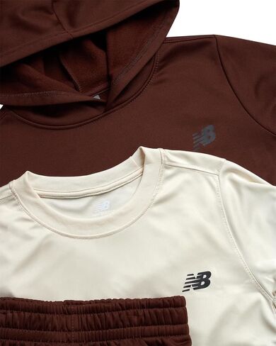 New Balance Boys Joggers Set - 3 Piece Performance Fleece Hoodie, Jogger Pants, and Graphic Tee for Toddlers and Boys (2T-12) in Saudi Arabia