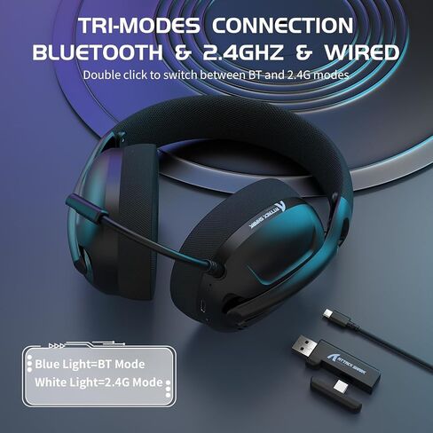 سماعة ألعاب لاسلكية ZIYOU LANG L80 خفيفة الوزن فوق الأذن مع دونجل USB C&A بتردد 2.4 جيجا هرتز/بلوتوث 5.3/3.5 ملم صوت ستيريو سلكي قابل للفصل بطارية 600 مللي أمبير في الساعة لأجهزة الكمبيوتر الشخصية Mac PS4 PS5 Xbox Switch Gamer (أبيض) in Kuwait